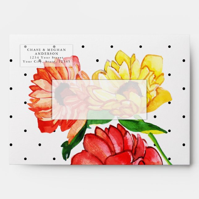 Enveloppe Fleurs rouges et jaunes (Devant)