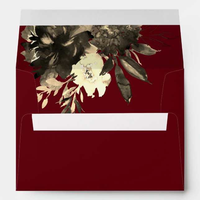 Enveloppe Fleurs rouges rustiques Mariage d'automne (Dos (Bas))
