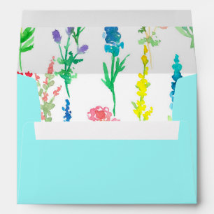 Enveloppe Fleurs sauvages Aquarelle Papier Stylo Corresponda