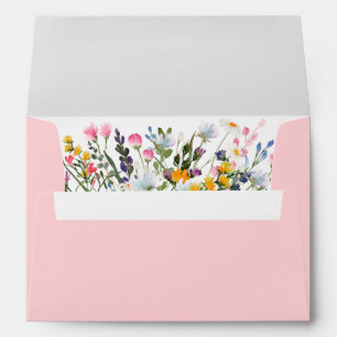 Enveloppe Fleurs sauvages Aquarelle Rose Blush Invitation
