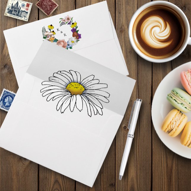 Enveloppe Fleurs sauvages Champignons bleus floraux (Créateur téléchargé)