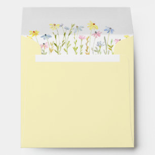 Enveloppe Fleurs sauvages pastel jaune beurre adresse de ret