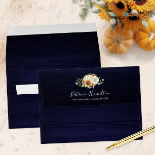 Enveloppe Fleurs Solaires Verte Fête de Mariage d'
