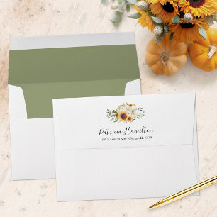 Enveloppe Fleurs soleil verdure Shower de mariage d'automne