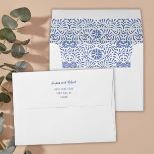 Enveloppe Fleurs Talavera bleu clair