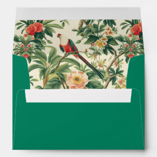 Enveloppe Fleurs tropicales colorées Oiseaux