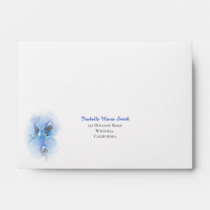 Enveloppe Fleurs tropicales d'orchidées à l'aquarelle bleue