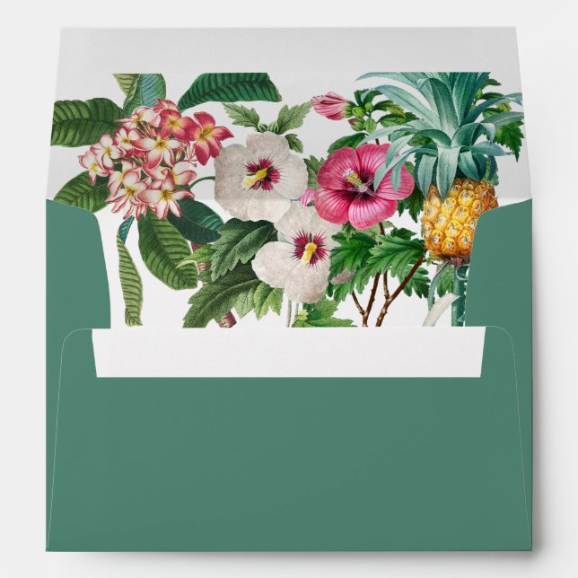 Enveloppe Fleurs tropicales et verdure 5x7 Mariage (Dos (Bas))