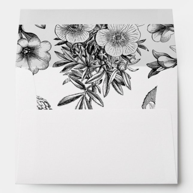 Enveloppe Fleurs Vintages rustiques 5x7 Faire-part de mariag (Dos (Bas))