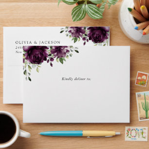 Enveloppe Fleurs violettes, Fleurs de prunes, Boho, Mariage