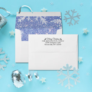 Enveloppe Flocon de neige bleu Noël classique Personnalisé