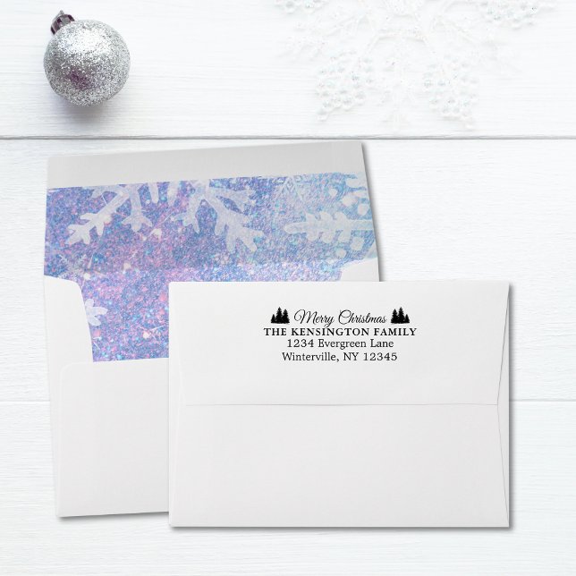 Enveloppe Flocon de neige bleu Noël classique Personnalisé (Blue Snowflake Classy Christmas Personalized Envelope)