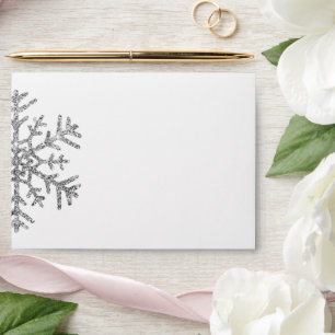 Enveloppe Flocon de neige diamant sur Mariage blanc