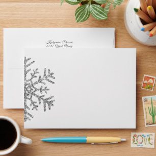 Enveloppe Flocon de neige diamant sur Mariage blanc
