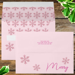Enveloppe Flocon de neige rose Glam rustique Étincelle Noël