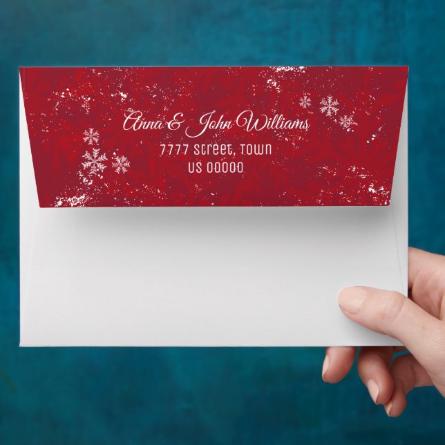 Enveloppe Flocon de neige rouge et blanc personnalisé Noël (Hand)