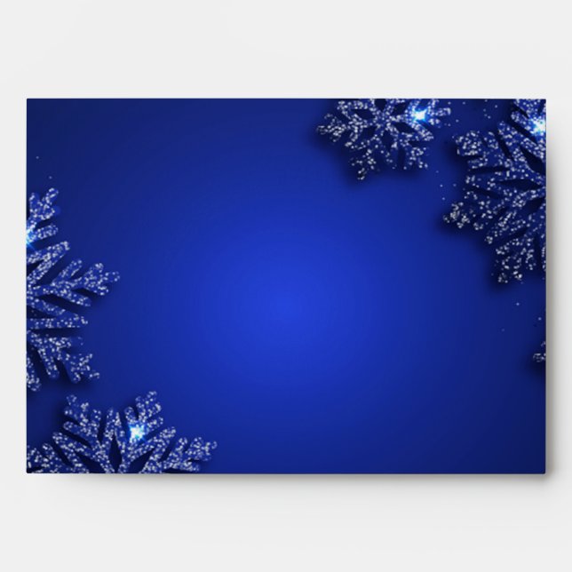 Enveloppe Flocons de neige pailletés bleus élégants (Devant)