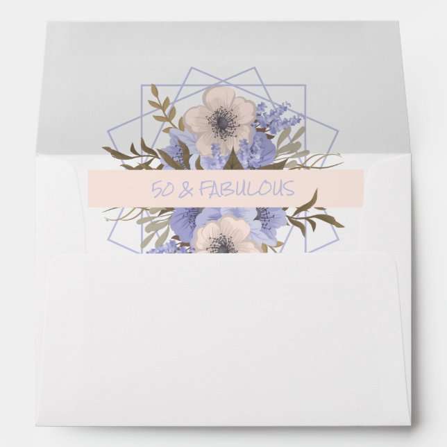 Enveloppe Floral 50 et Fabulous Violet Peach Rose Anniversai (Dos (Bas))