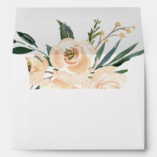 Enveloppe Floral Beige Blush Rose Mariage or