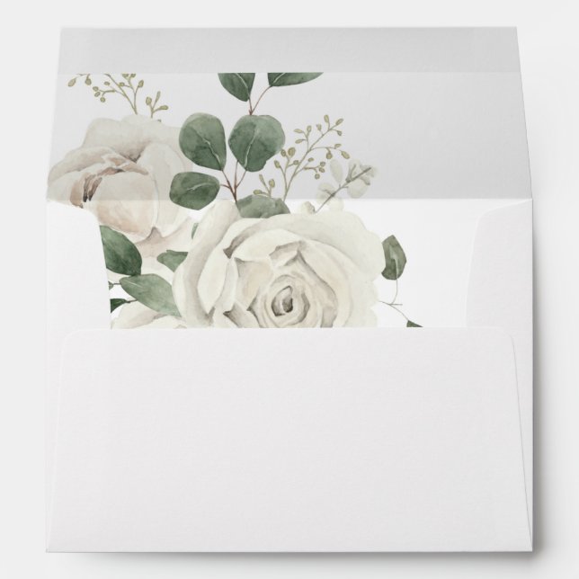 Enveloppe Floral blanc et eucalyptus (Dos (Bas))
