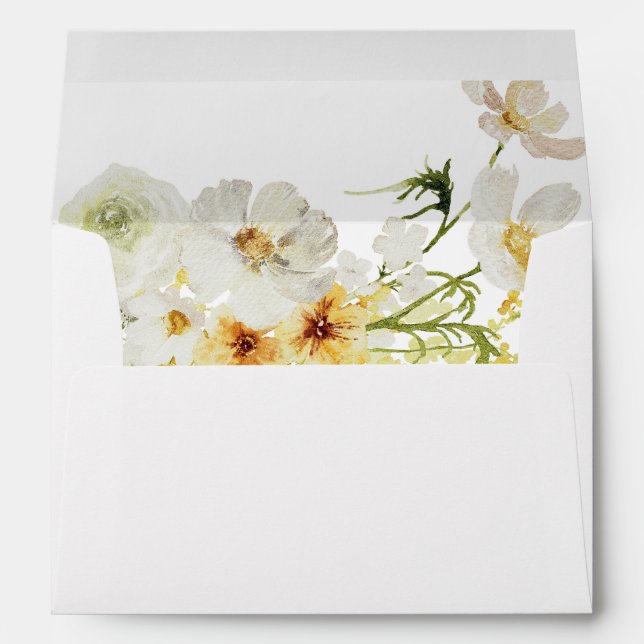 Enveloppe Floral blanc et jaune 2 (Dos (Bas))