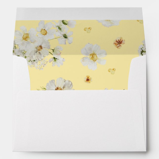 Enveloppe Floral blanc et jaune 5 - Jaune (Dos (Bas))