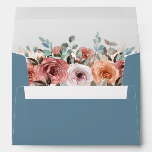 Enveloppe Floral bleu épi, Élégant Script,