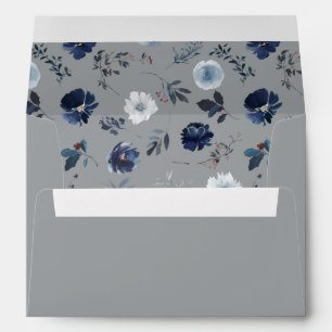 Enveloppe Floral bleu et marine 2 - gris 3 à l'extérieur
