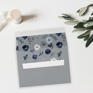 Enveloppe Floral bleu et marine 2 - gris 3 à l'extérieur