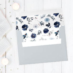 Enveloppe Floral bleu et marine 2 - gris bleu 3 à l'extérieu