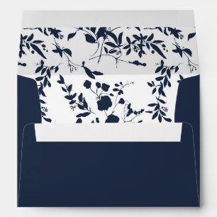 Enveloppe Floral bleu et marine - bleu marine Feuille partou
