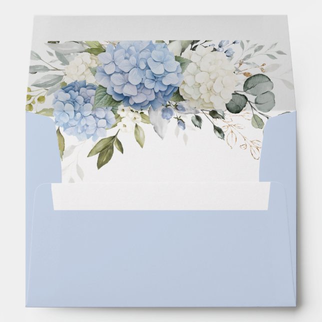 Enveloppe Floral Blue Hydrangea Glacet d'enveloppe de verdur (Dos (Bas))