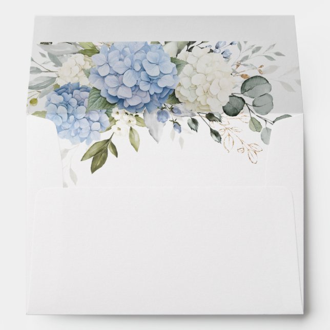Enveloppe Floral Blue Hydrangea Glacet d'enveloppe de verdur (Dos (Bas))