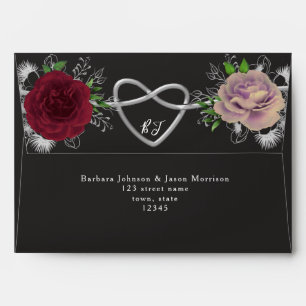 Enveloppe Floral Burgundy Black Mariage 5x7