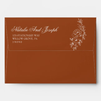 Enveloppe Floral Burnt Orange Terracotta Botanical Wedding