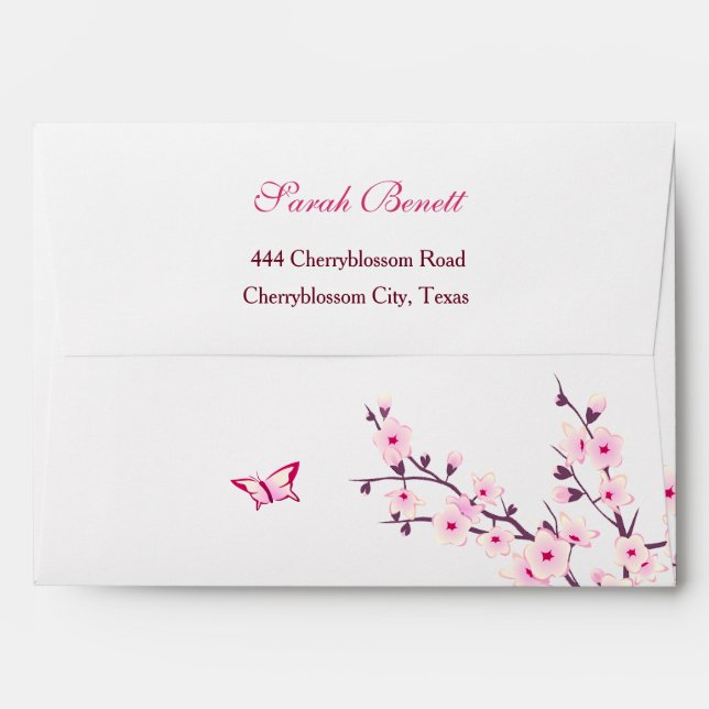 Enveloppe Floral Cherry Blossom Baby shower Nom personnalisé (Dos (Haut rabat))