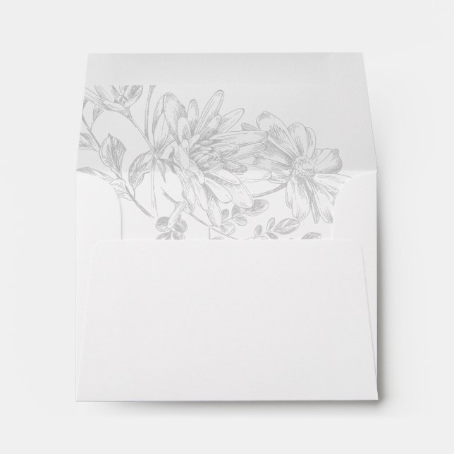 Enveloppe Floral Chic noir blanc vert Mariage RSVP (Dos (Bas))