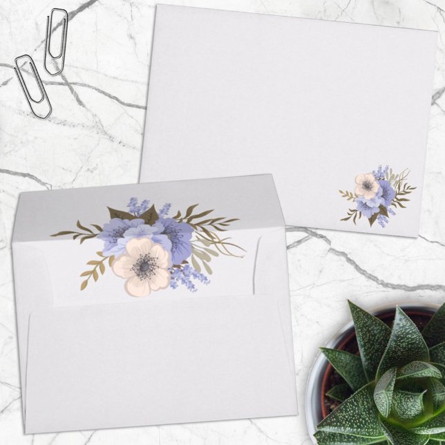 Enveloppe Floral Cinq Roses sauvages pétales avant et à l'in (Créateur téléchargé)