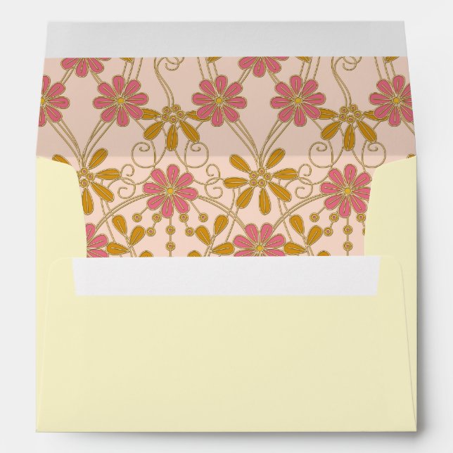 Enveloppe Floral Daisy Pink Gold Retourner l'adresse Envelop (Dos (Bas))