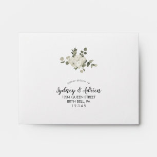 Enveloppe Floral d'hiver   Mariage vert auto-adressé RSVP