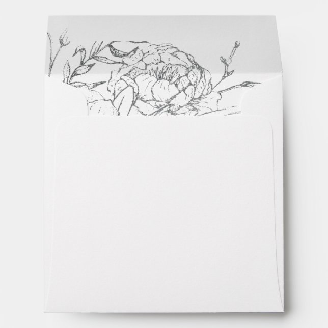 Enveloppe Floral doré | Argent et Faire-part de mariage blan (Dos (Bas))