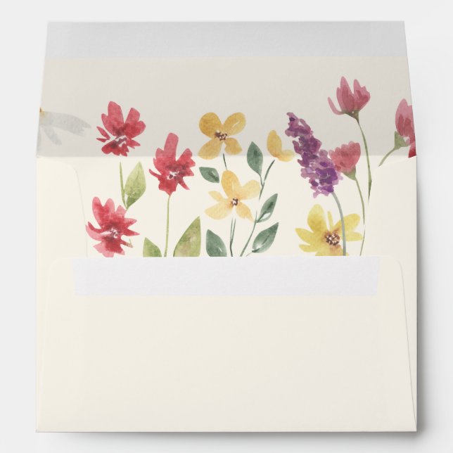 Enveloppe Floral Elegant Boho Fleur sauvage d'été Mariage (Dos (Bas))