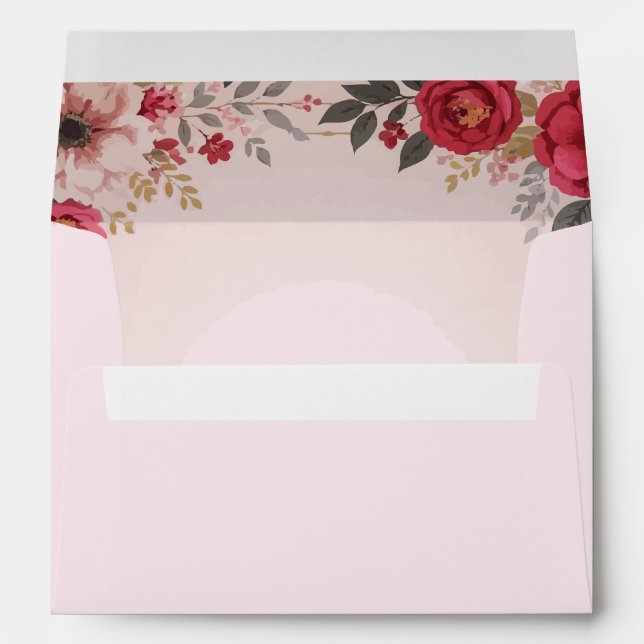 Enveloppe Floral en Mariage rose (Dos (Bas))