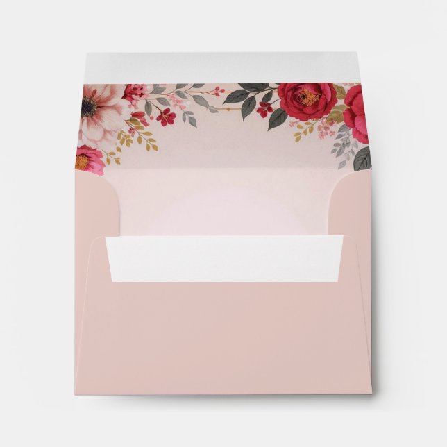 Enveloppe Floral en rose carte boîtier RSVP (Dos (Bas))