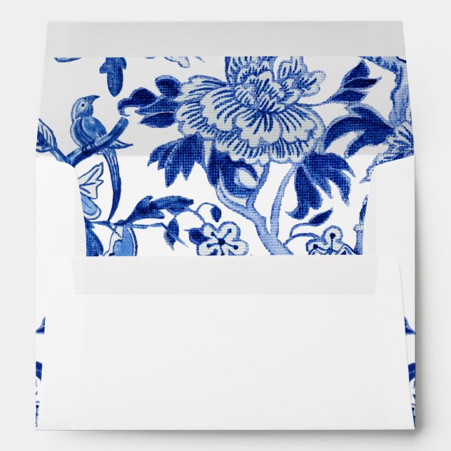 Enveloppe Floral Influence asiatique Foliage Blue Chinoiseri (Dos (Bas))