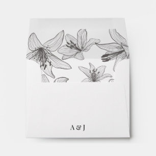 Enveloppe Floral Lilies Retour Adresse Mariage RSVP Envelopp