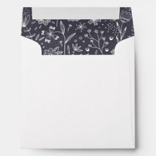Enveloppe Floral Line Art Monochrome