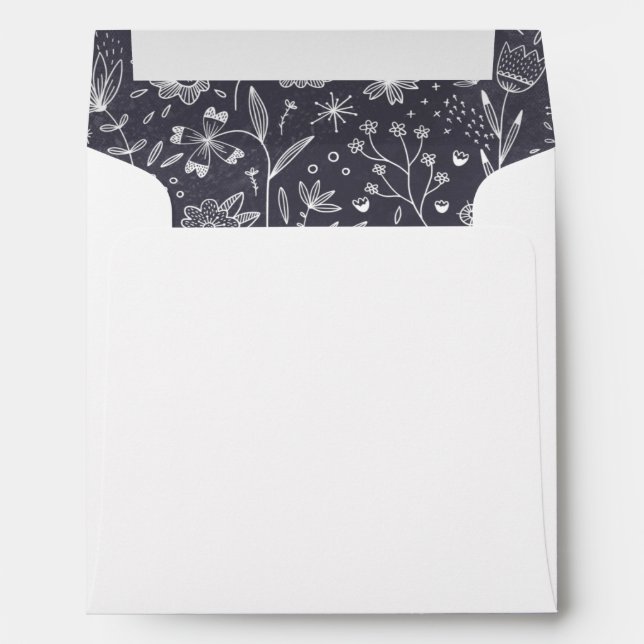 Enveloppe Floral Line Art Monochrome (Dos (Bas))