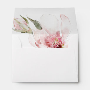 Enveloppe Floral Magnolia Rose Mariage d'adresse de retour