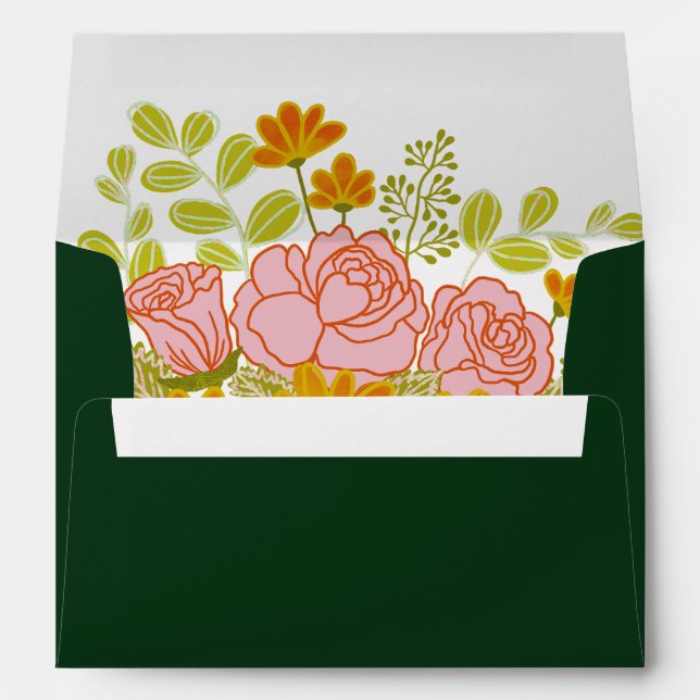 Enveloppe Floral Mariage vert foncé Botanique (Dos (Bas))